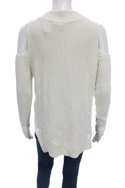 French Connection Womens Pullover Mock Neck White Cotton Long Sleeve Size S