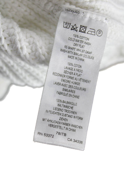 French Connection Womens Pullover Mock Neck White Cotton Long Sleeve Size S