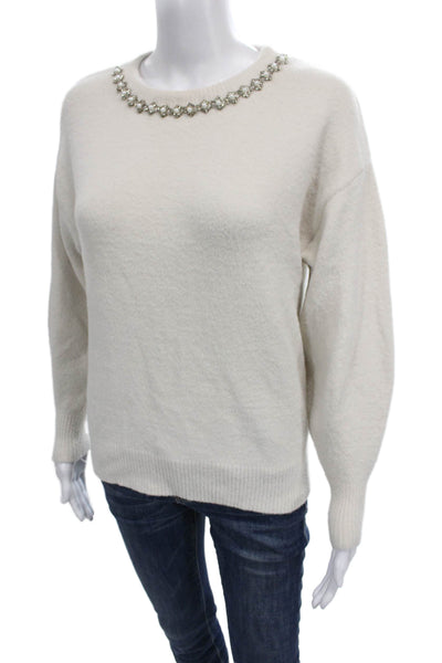 Tahari Women Pullover Sweater Ivory Long Sleeve Crew Neck Size XS