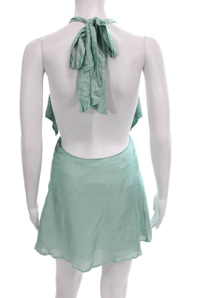 Sundress Women Halter Green Tie Sleeveless Modal Size XS