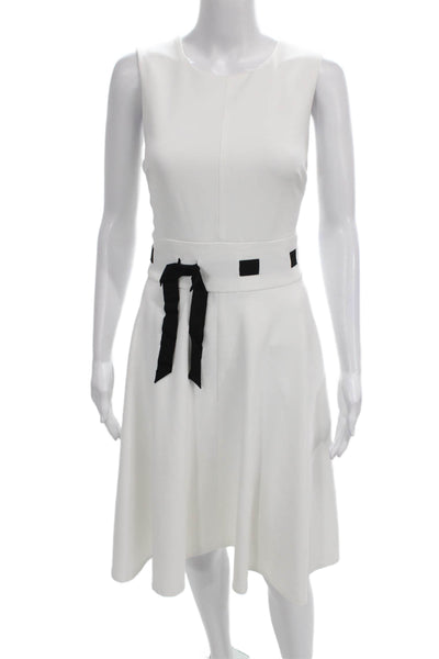 Calvin Klein Womens A-Line Sleeveless Boat Neck White Dress Zip Size 6