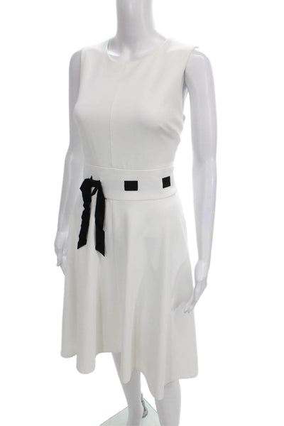 Calvin Klein Womens A-Line Sleeveless Boat Neck White Dress Zip Size 6