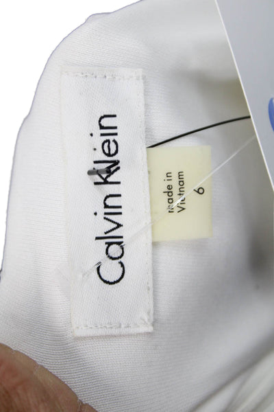 Calvin Klein Womens A-Line Sleeveless Boat Neck White Dress Zip Size 6