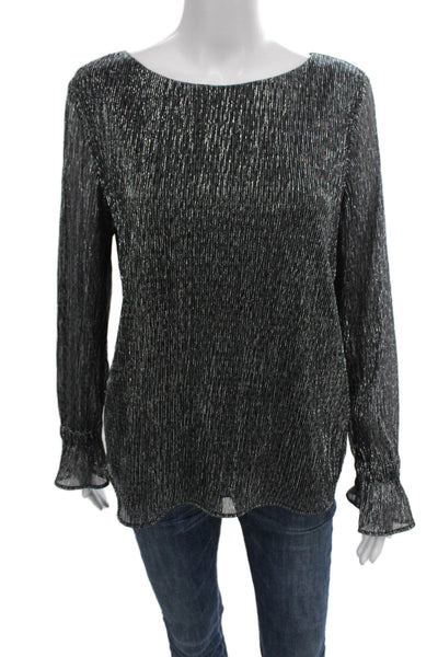 Banana Republic Womens Black Boat Neck Long Sleeve Blouse Polyester Size M