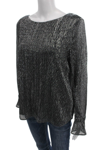 Banana Republic Womens Black Boat Neck Long Sleeve Blouse Polyester Size M