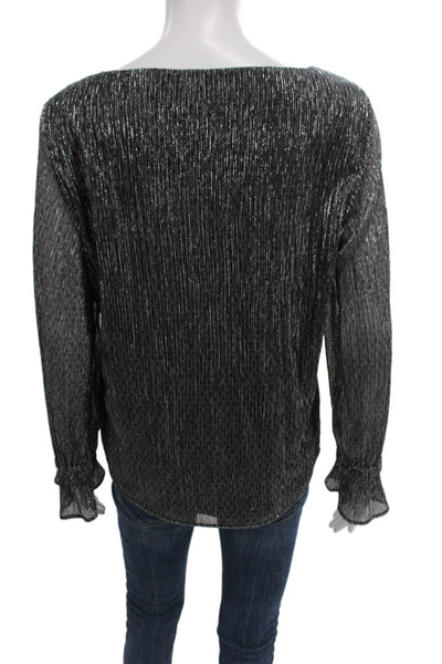 Banana Republic Womens Black Boat Neck Long Sleeve Blouse Polyester Size M