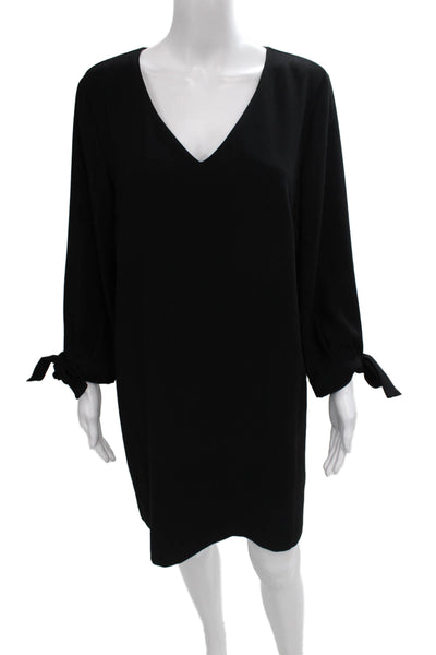 CeCe Women Shift Dress Black V-Neck Long Sleeve Knee Length Size 12