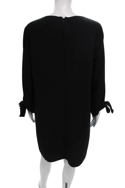 CeCe Women Shift Dress Black V-Neck Long Sleeve Knee Length Size 12