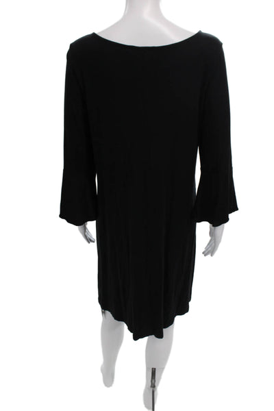 Lilly Pulitzer Womens Shift Dress Black Rayon 3/4 Sleeve Knee Length Size M