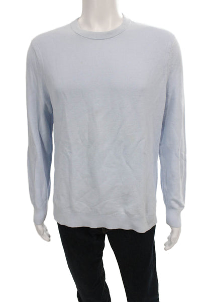 Theory Mens Pullover Sweater Blue Crew Neck Long Sleeve Cotton Size L