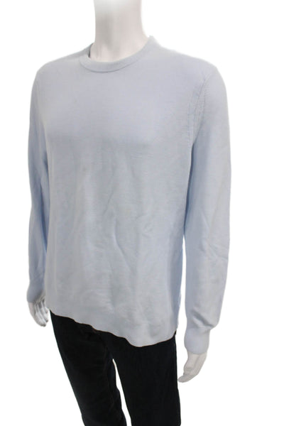 Theory Mens Pullover Sweater Blue Crew Neck Long Sleeve Cotton Size L