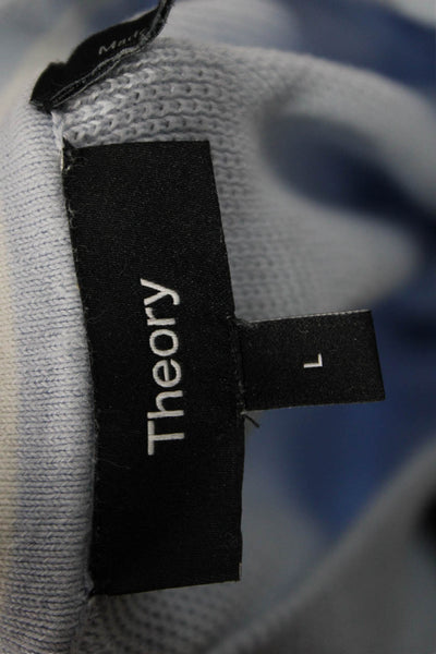 Theory Mens Pullover Sweater Blue Crew Neck Long Sleeve Cotton Size L