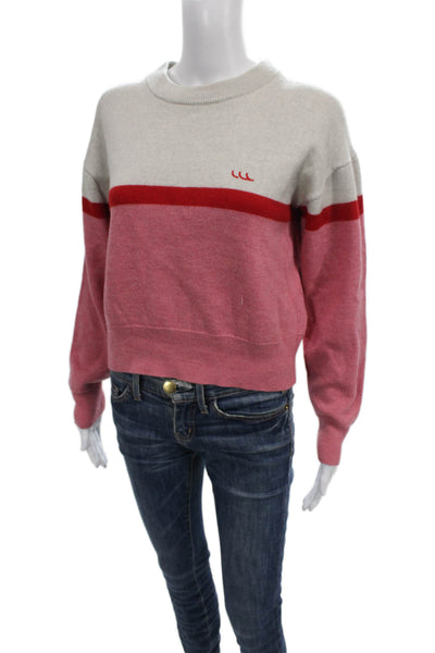 Wilfred Free Women Pullover Sweater Striped Multicolor Merino Wool Blend Size S