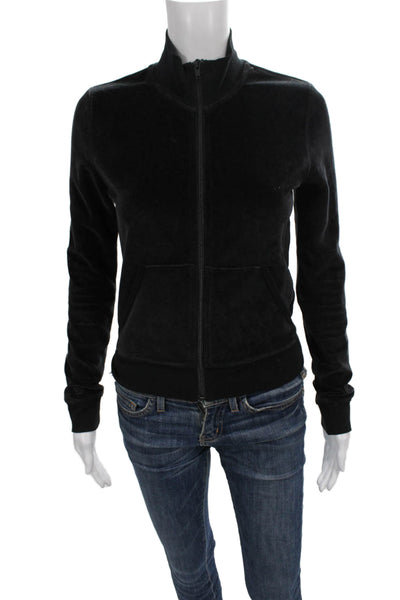 Sunday Best Womens Black Track Jacket Turtleneck Zip Long Sleeve Size XS