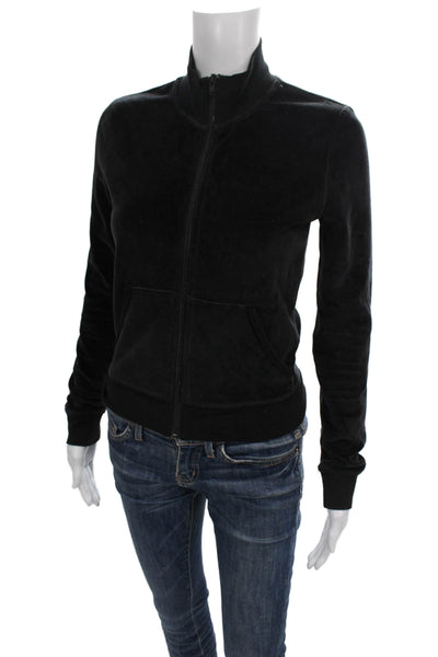 Sunday Best Womens Black Track Jacket Turtleneck Zip Long Sleeve Size XS