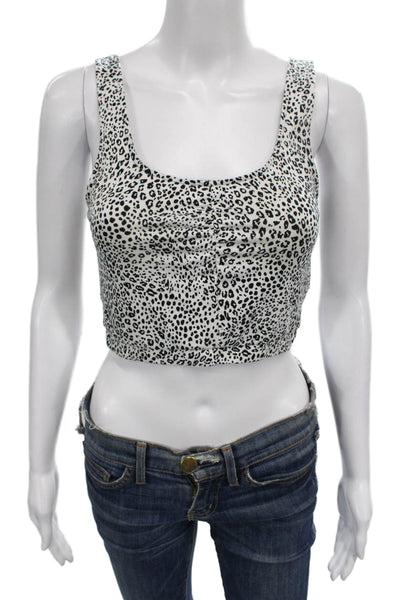 Room Service Womens Black Animal Print Scoop Neck Tank Petite Size S