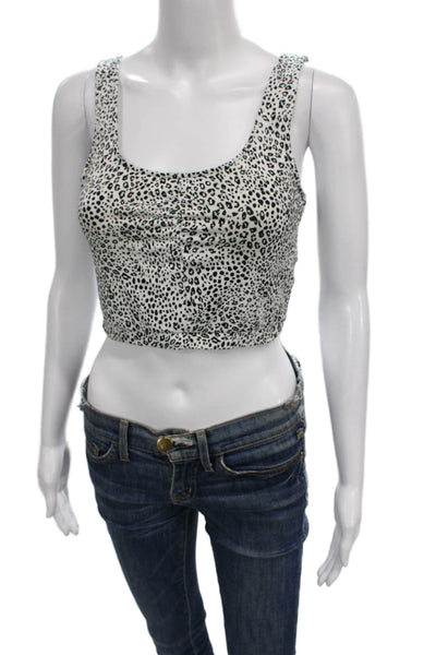 Room Service Womens Black Animal Print Scoop Neck Tank Petite Size S