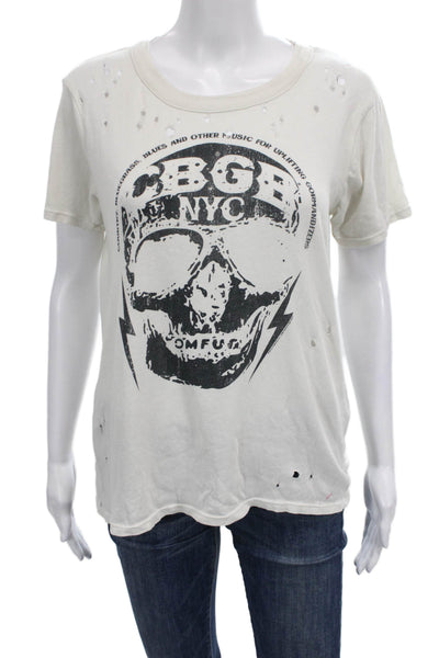 Chaser Unisex Adults White Graphic T-Shirt Cotton Crew Neck Size S