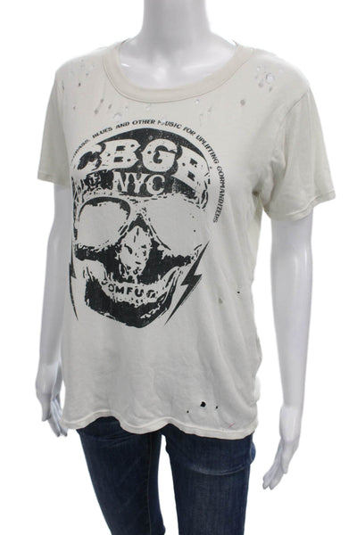 Chaser Unisex Adults White Graphic T-Shirt Cotton Crew Neck Size S