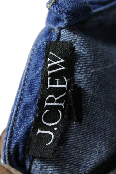 J Crew Womens Overall Dress Blue Cotton Square Neck Sleeveless Button Size XS