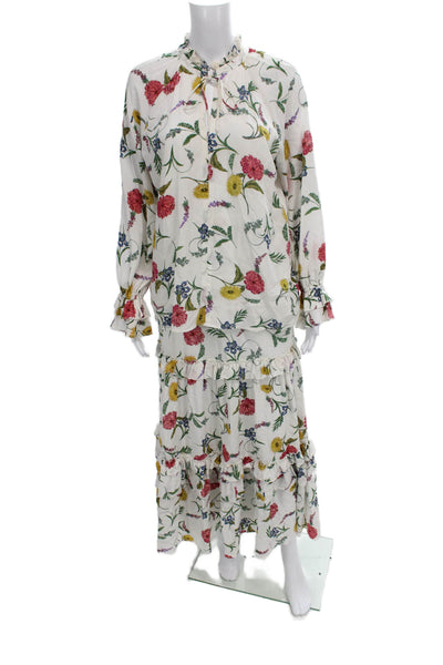 Elie Tahari Women Silk Floral Mock Neck Pullover Long Sleeve Set Size S