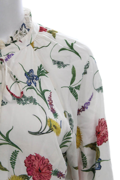 Elie Tahari Women Silk Floral Mock Neck Pullover Long Sleeve Set Size S