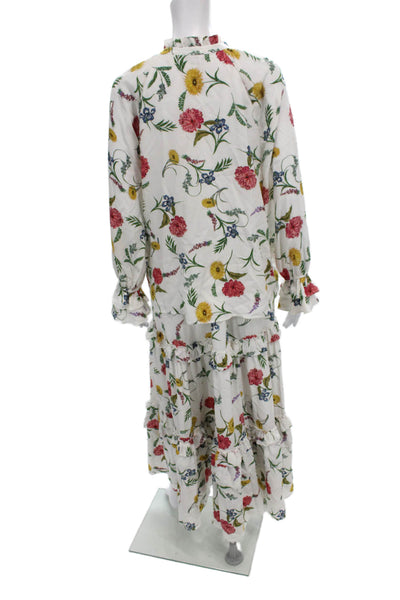 Elie Tahari Women Silk Floral Mock Neck Pullover Long Sleeve Set Size S