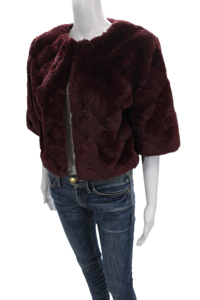 BCBGMAXAZRIA Women Basic Jacket Red 3/4 Sleeve Polyester Size M