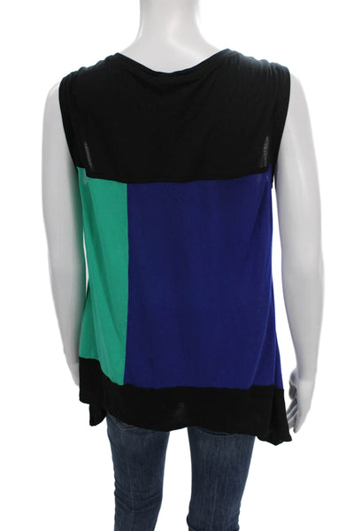 BCBGMAXAZRIA Women Colorblock Blue Modal Basic Tank Round Neck Size M