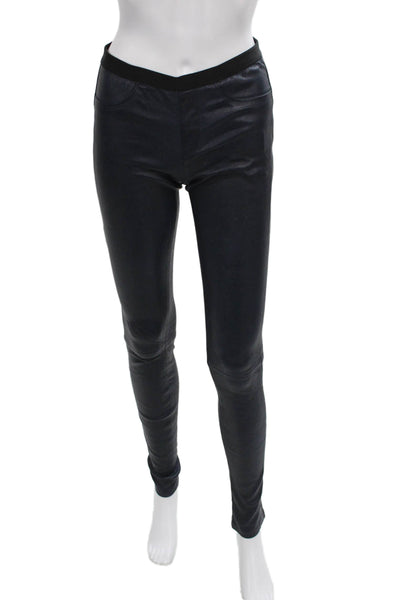 Helmut Lang Womens Ankle Lamb Leather Leggings Black Size 0