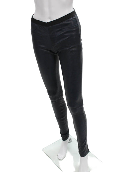 Helmut Lang Womens Ankle Lamb Leather Leggings Black Size 0