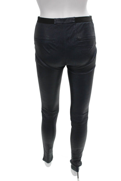 Helmut Lang Womens Ankle Lamb Leather Leggings Black Size 0