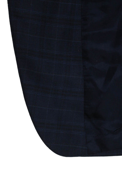 Michael Kors Men Blazer Blue Wool Plaid Button Size 42