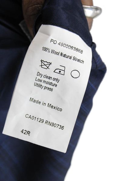 Michael Kors Men Blazer Blue Wool Plaid Button Size 42