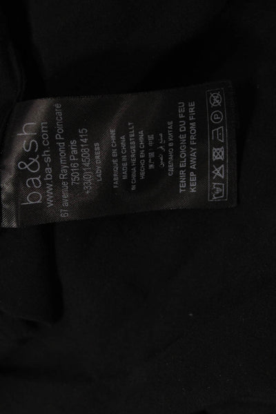 Ba&Sh Womens Fit & Flare Black Silk Blend Long Sleeve Geometric Dress Size M