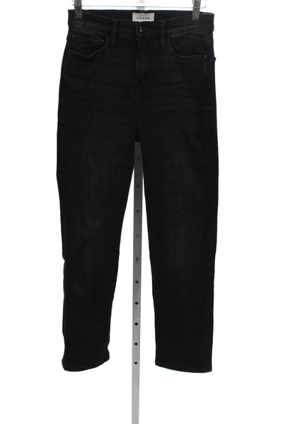 Frame Womens Straight Black Jeans Cotton Mid Rise Size 26