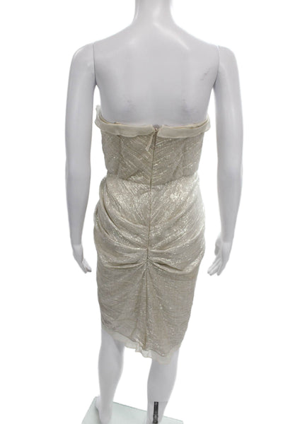 J. Mendel Womens Sheath Dress Gold Silk Strapless Knee Length Size 4
