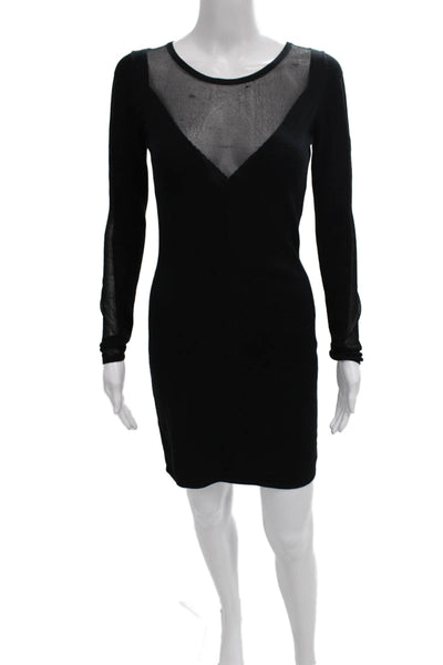Maje Womens Bodycon Viscose V-Neck Long Sleeve Knee Length Dress Size 1