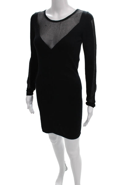 Maje Womens Bodycon Viscose V-Neck Long Sleeve Knee Length Dress Size 1