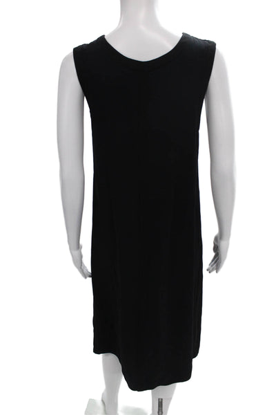 Marni Women Shift V-Neck Sleeveless Black Midi Dress Viscose Size 40