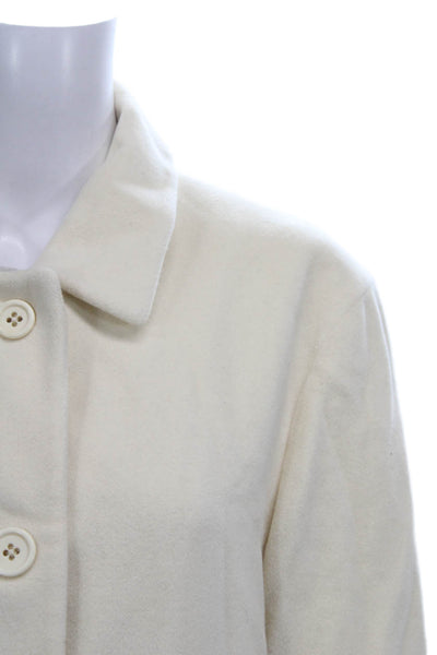 Luciano Barbera Womens Ivory Overcoat Wool Cashgora Button Size 46