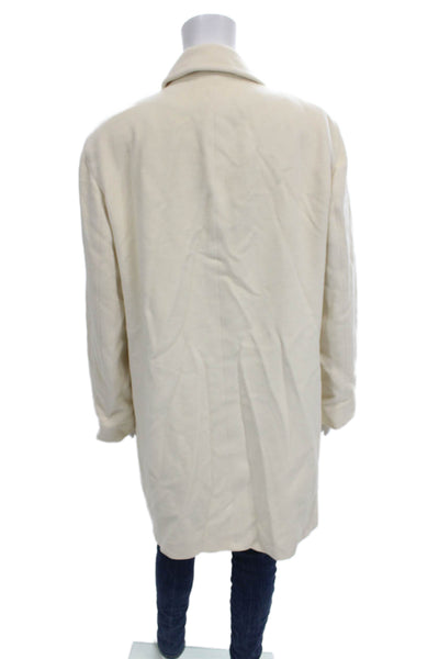 Luciano Barbera Womens Ivory Overcoat Wool Cashgora Button Size 46