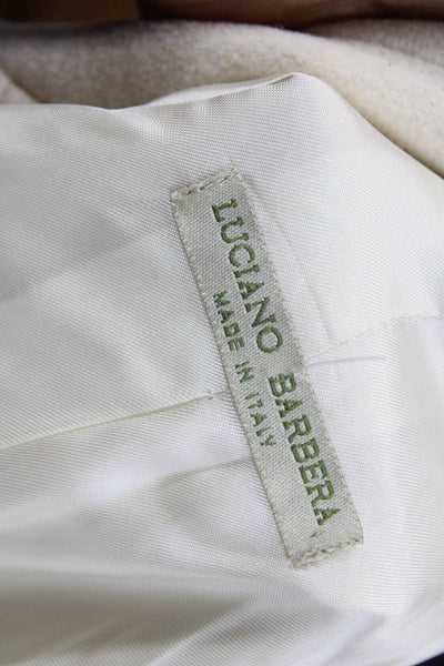 Luciano Barbera Womens Ivory Overcoat Wool Cashgora Button Size 46