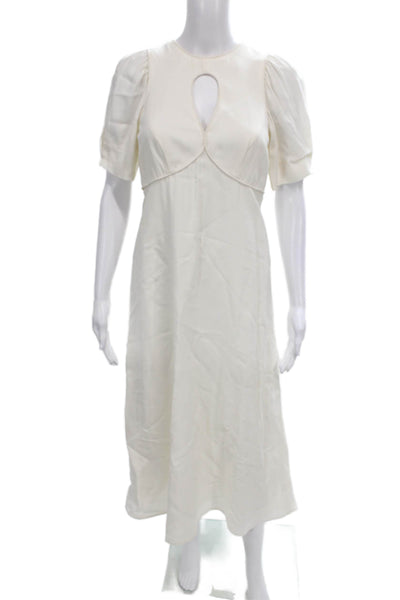 Zimmermann Womens A-Line Dress Ivory Keyhole Short Sleeve Long Viscose Size 1