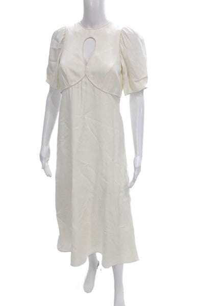 Zimmermann Womens A-Line Dress Ivory Keyhole Short Sleeve Long Viscose Size 1