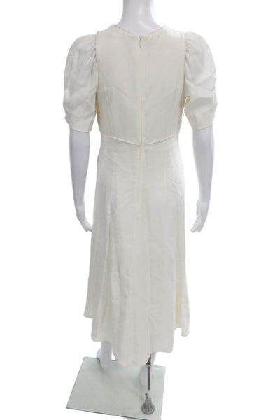 Zimmermann Womens A-Line Dress Ivory Keyhole Short Sleeve Long Viscose Size 1