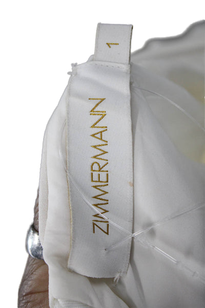 Zimmermann Womens A-Line Dress Ivory Keyhole Short Sleeve Long Viscose Size 1