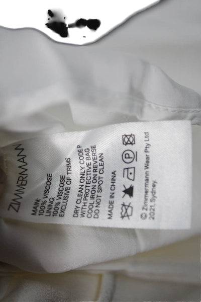 Zimmermann Womens A-Line Dress Ivory Keyhole Short Sleeve Long Viscose Size 1