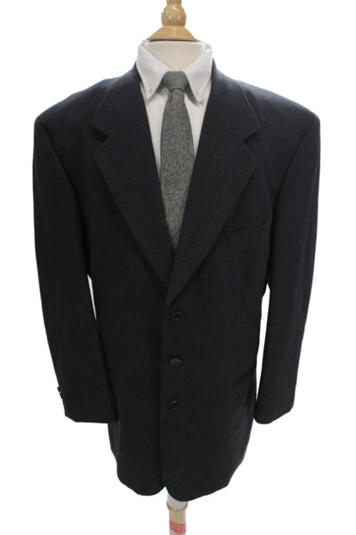 Zanetti Mens Striped Wool Blazer Gray Button Size 56