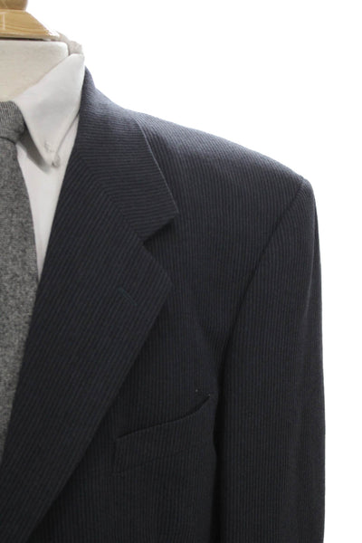 Zanetti Mens Striped Wool Blazer Gray Button Size 56